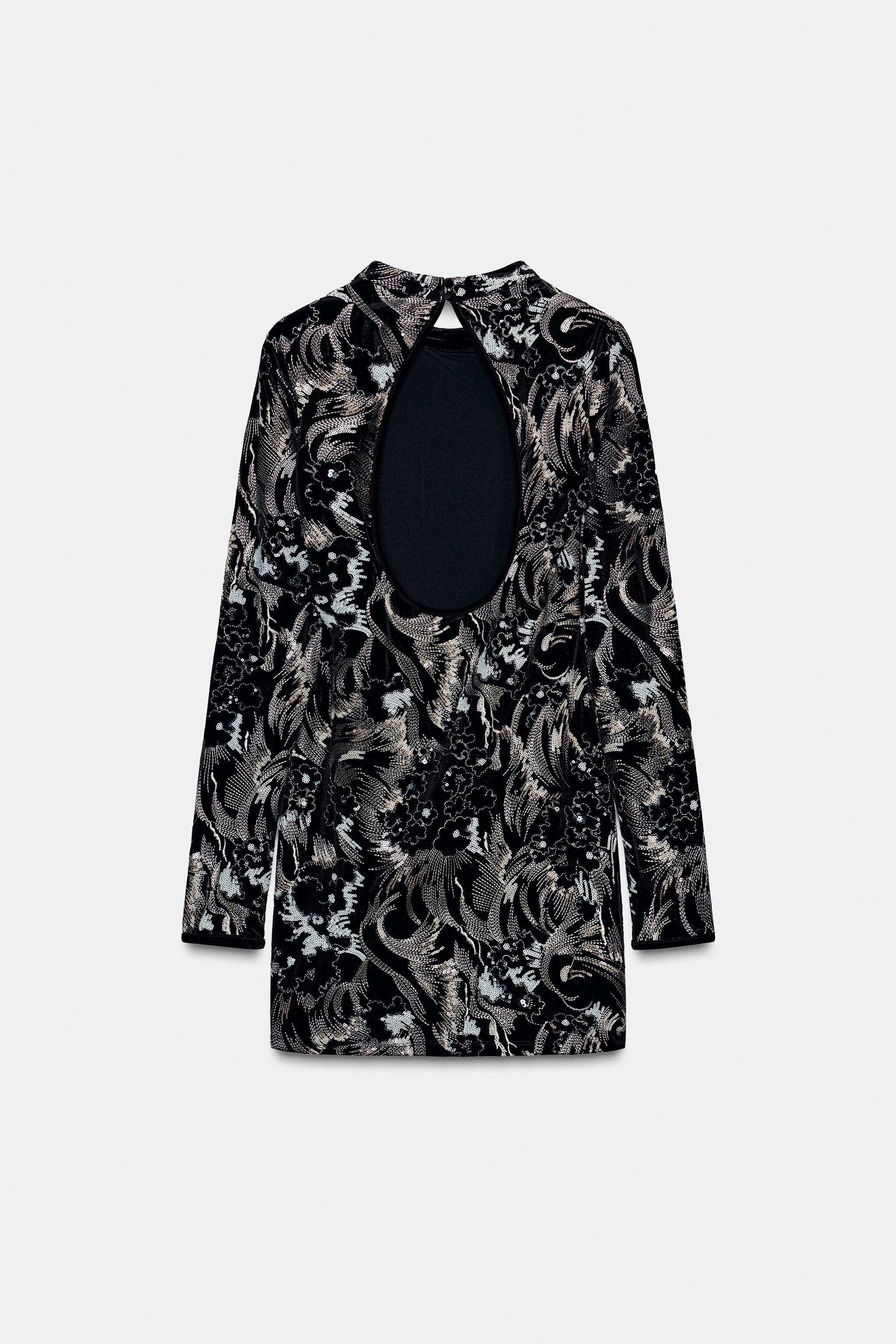 EMBROIDERED VELVET DRESS